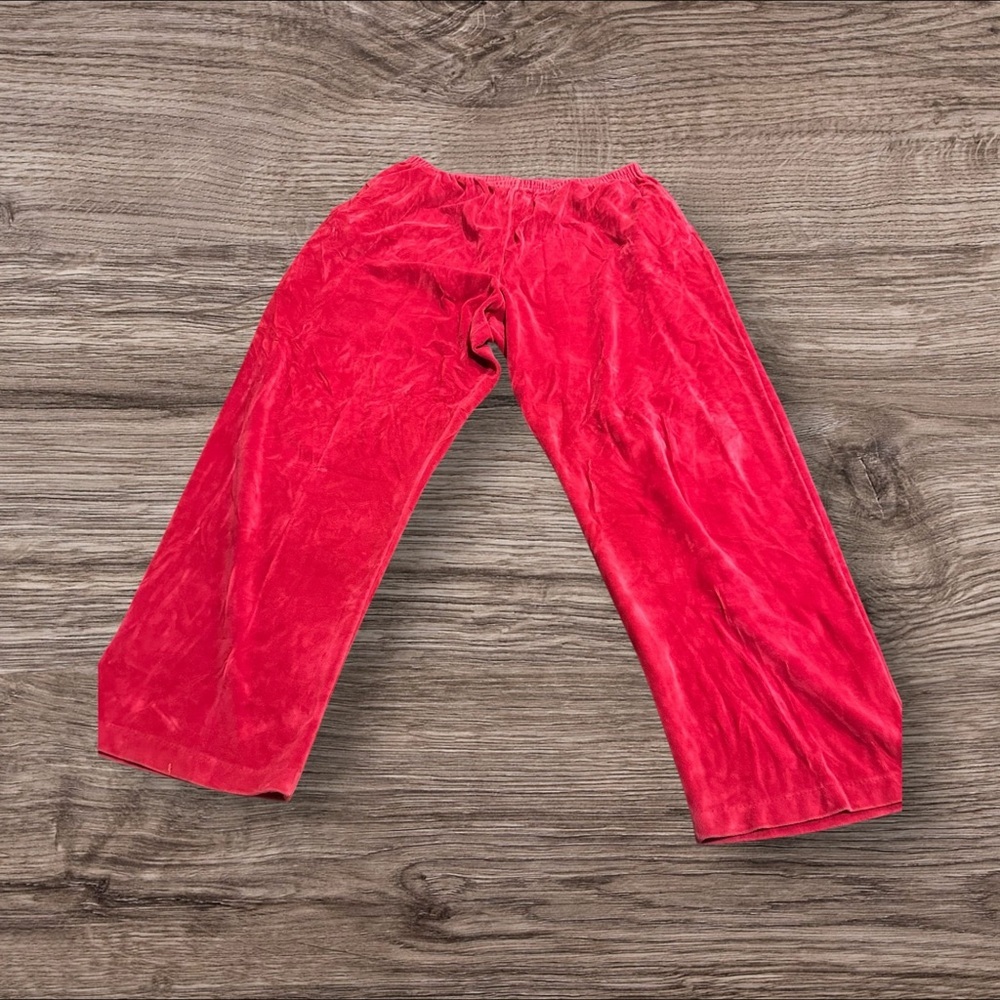 Vintage Gertrude Davenport Red Velour Stretch Pull On Sweat Suit Lounge Pant XL